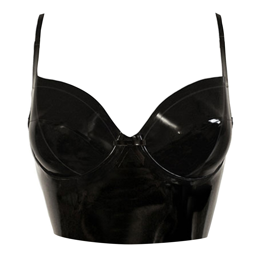 Atsuko Kudo Latex Lady P Crop Top in Supatex Black