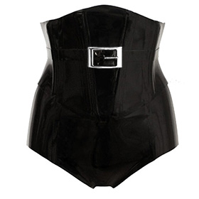 Atsuko Kudo Latex Linda Corset Briefs in Supatex Black
