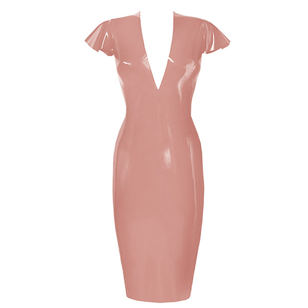 Atsuko Kudo Latex Linde Pencil Dress in Supatex Light Brown