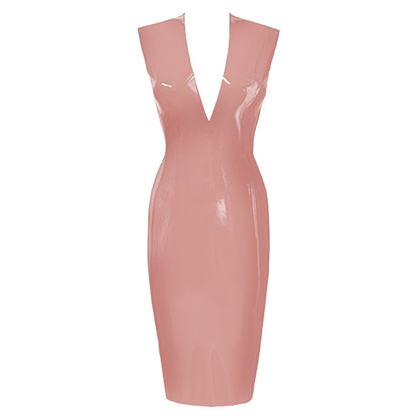 Atsuko Kudo Latex Sleeveless Linde Pencil Dress in Supatex Light Brown