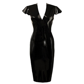 Atsuko Kudo Latex Linde Pencil Dress in Supatex Black