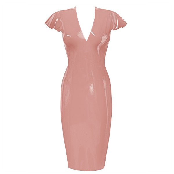 Atsuko Kudo Latex Linde Pencil Dress in Supatex Light Brown