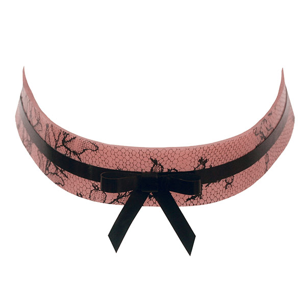 Atsuko Kudo Latex Line Choker in Semi-Trans Pink Lace