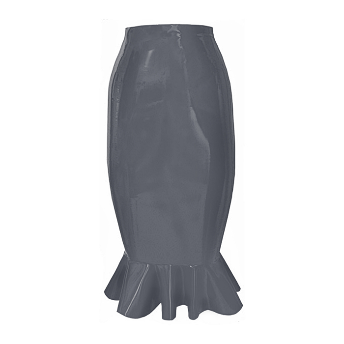 Atsuko Kudo Latex Mini Kick Hem Skirt in Pearlsheen Pewter