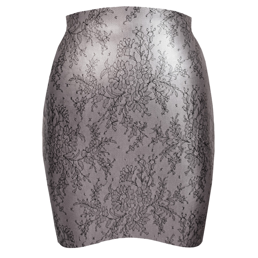 Atsuko Kudo Latex Mini Skirt in Pearlsheen Silver Lace