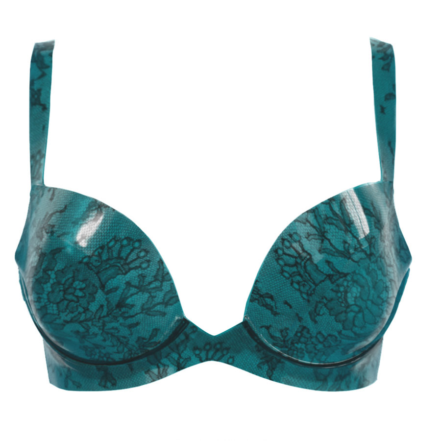 Atsuko Kudo Latex Miss T Bra in Vibrant Turquoise Lace