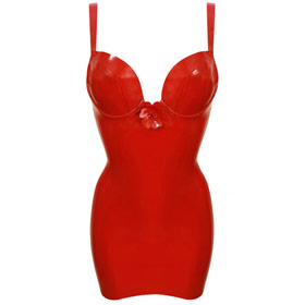 Atsuko Kudo Latex Miss T Mini Dress in Supatex Red