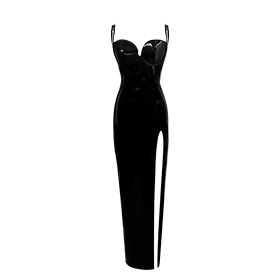 Atsuko Kudo Latex Munroe Cup Evening Dress in Supatex Black