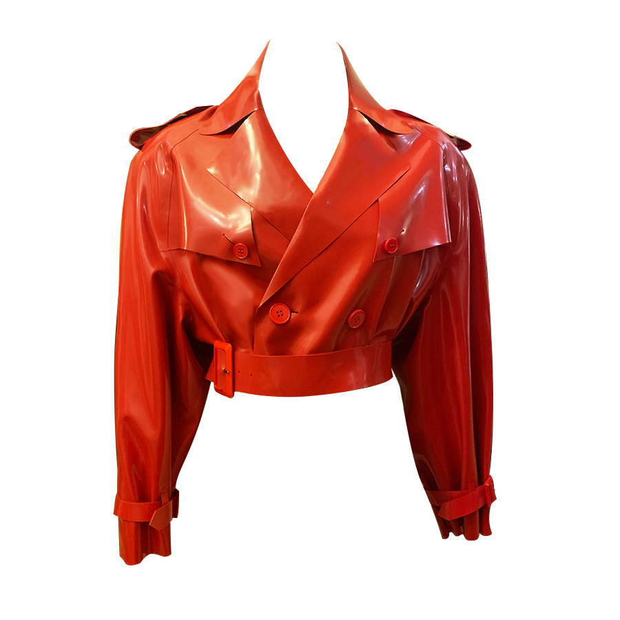 Atsuko Kudo Latex Oversized Trench Jacket in red