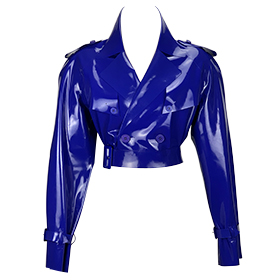 Atsuko Kudo Latex Oversized Trench Jacket in Supatex Royal Blue