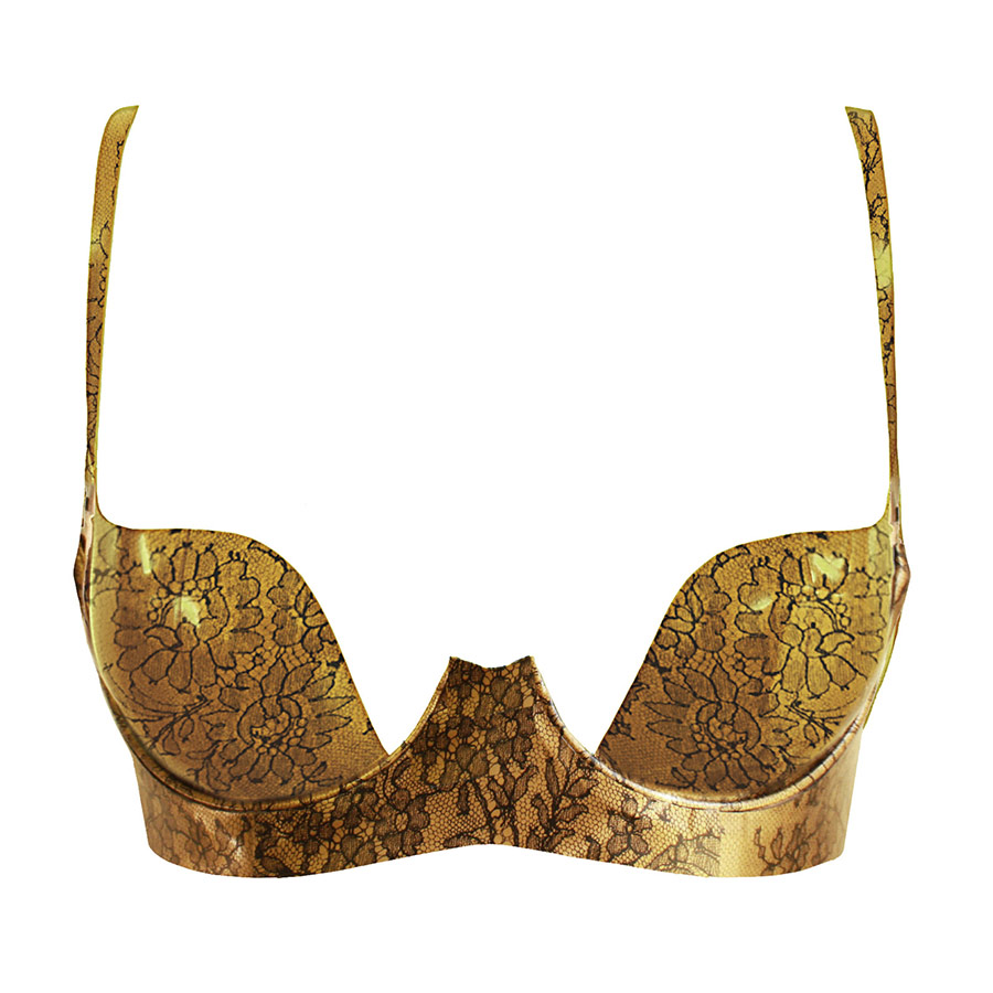 Atsuko Kudo Latex Paris Cup Bra in antique gold lace