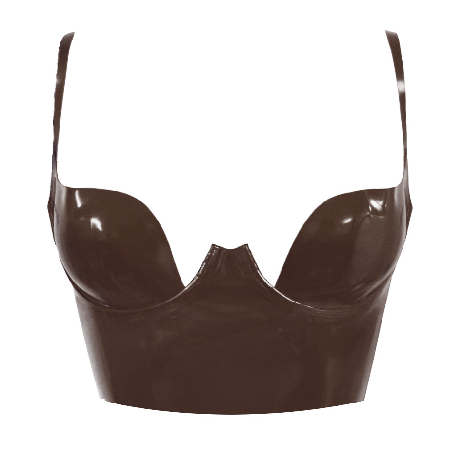 Atsuko Kudo Latex Paris Cup Crop Top in supatex dark brown