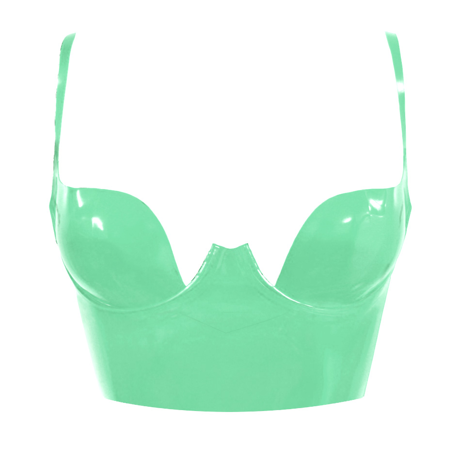 Atsuko Kudo Latex Paris Cup Crop Top in supatex jade green