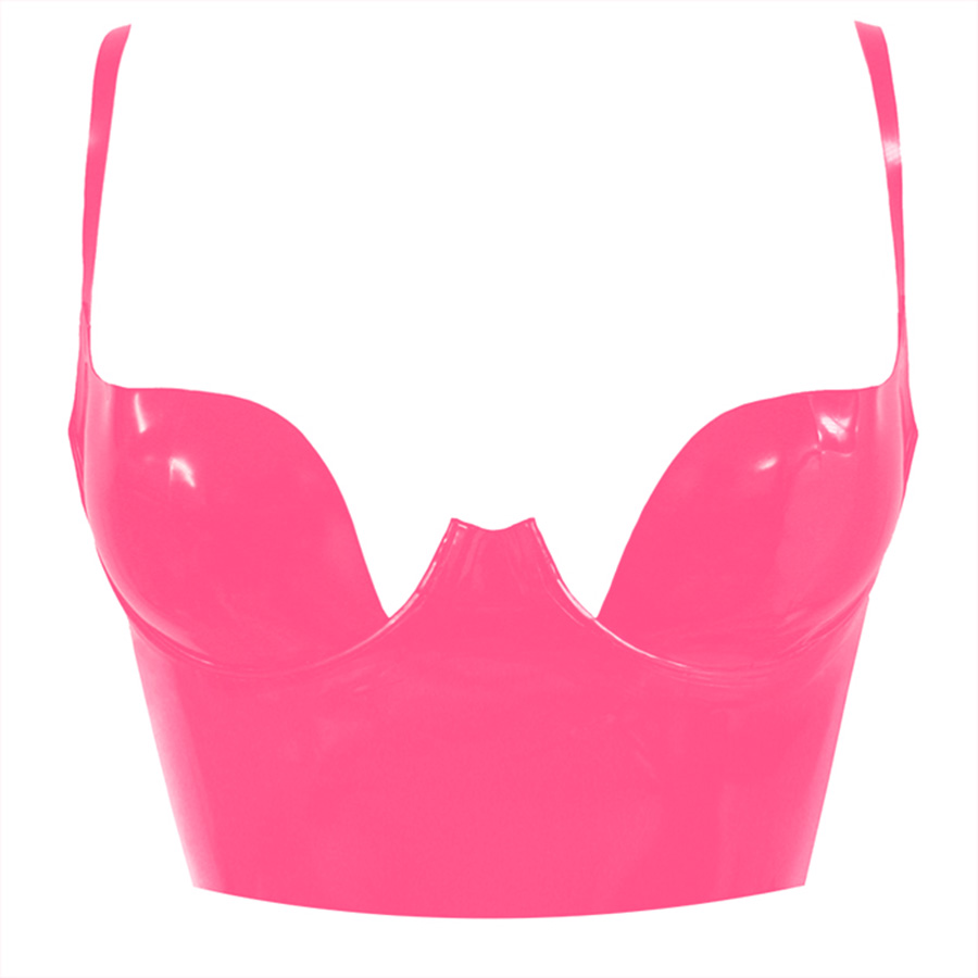 Atsuko Kudo Latex Paris Cup Crop Top in Vibrant Bright Pink