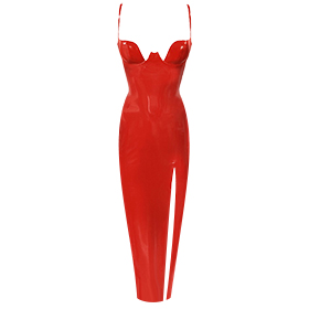 Atsuko Kudo Latex Paris Cup Evening Dress   in supatex red