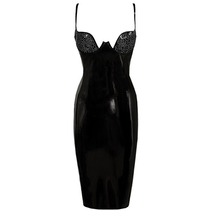 Atsuko Kudo Latex Paris Cup Pencil Dress in Supatex Black