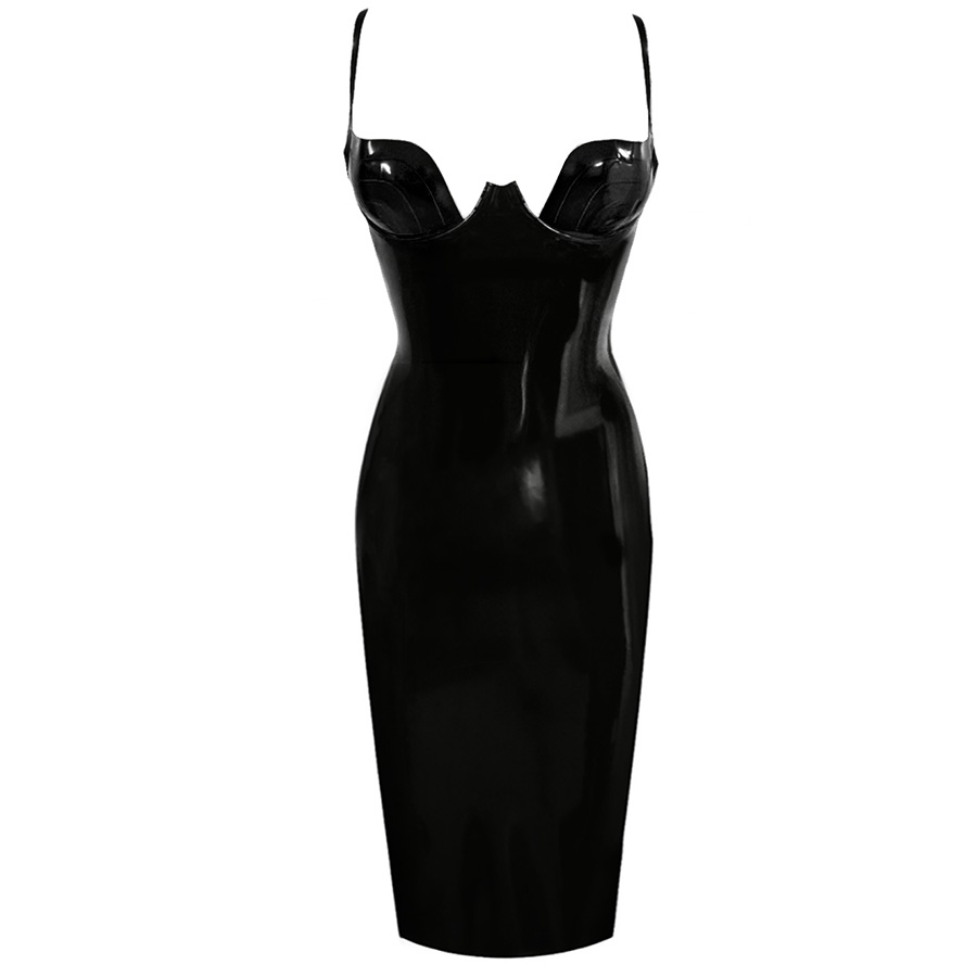Atsuko Kudo Latex Paris Cup Pencil Dress in Supatex Black