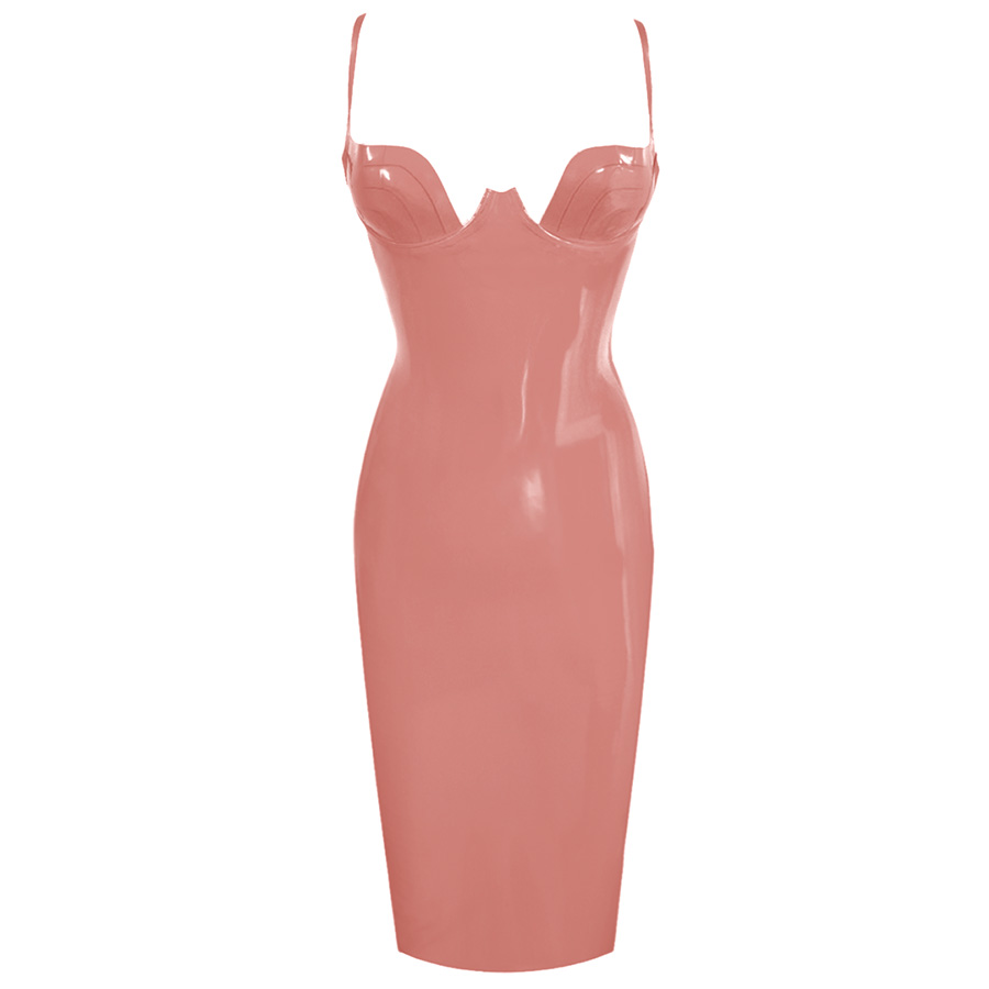 Atsuko Kudo Latex Paris Cup Pencil Dress in Supatex Light Brown