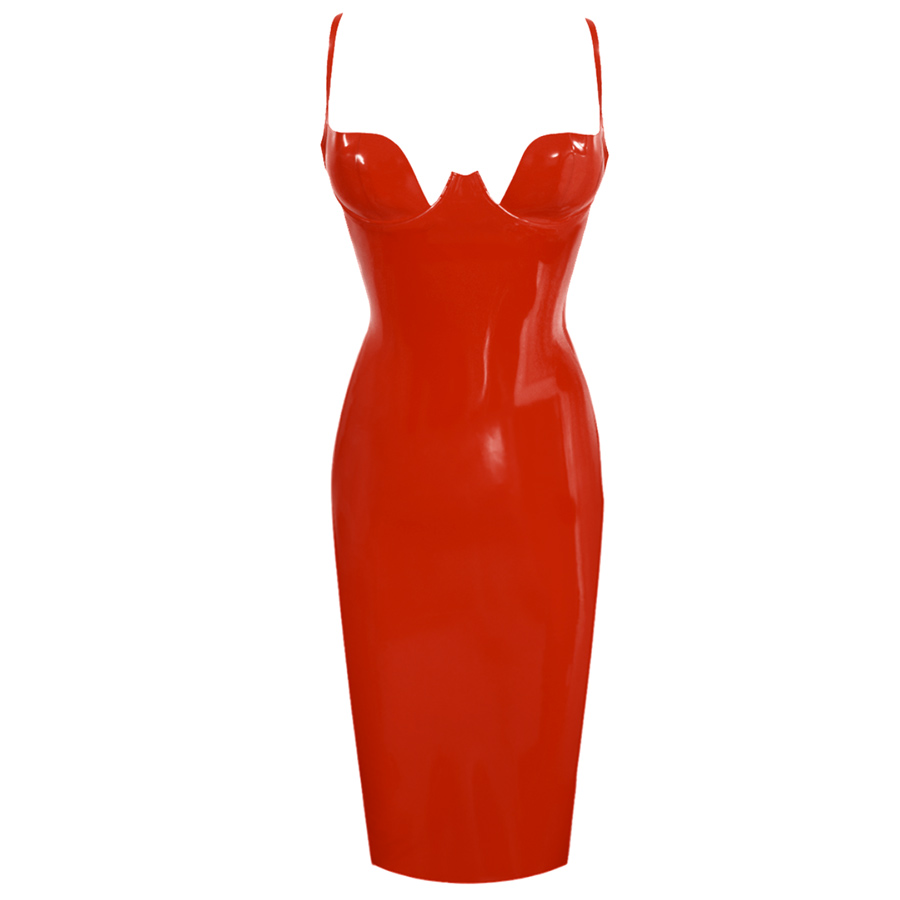 Atsuko Kudo Latex Paris Cup Pencil Dress in Supatex Red