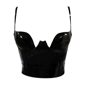 Atsuko Kudo Latex Paris Cup Top w/ Belt in Supatex Black