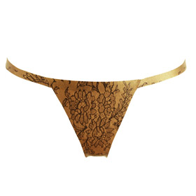 Atsuko Kudo Latex Petal G-String in Antique Gold Lace