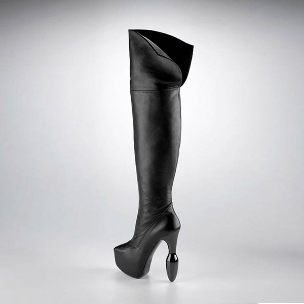 Atsuko Kudo Latex Handmade Italian  Boots in Black Matt Leather