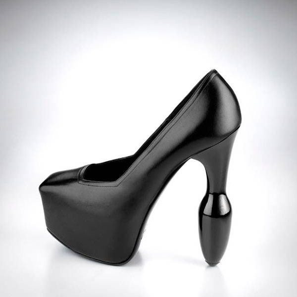 Atsuko Kudo Latex Handmade Italian Pumps in Black Matt Leather