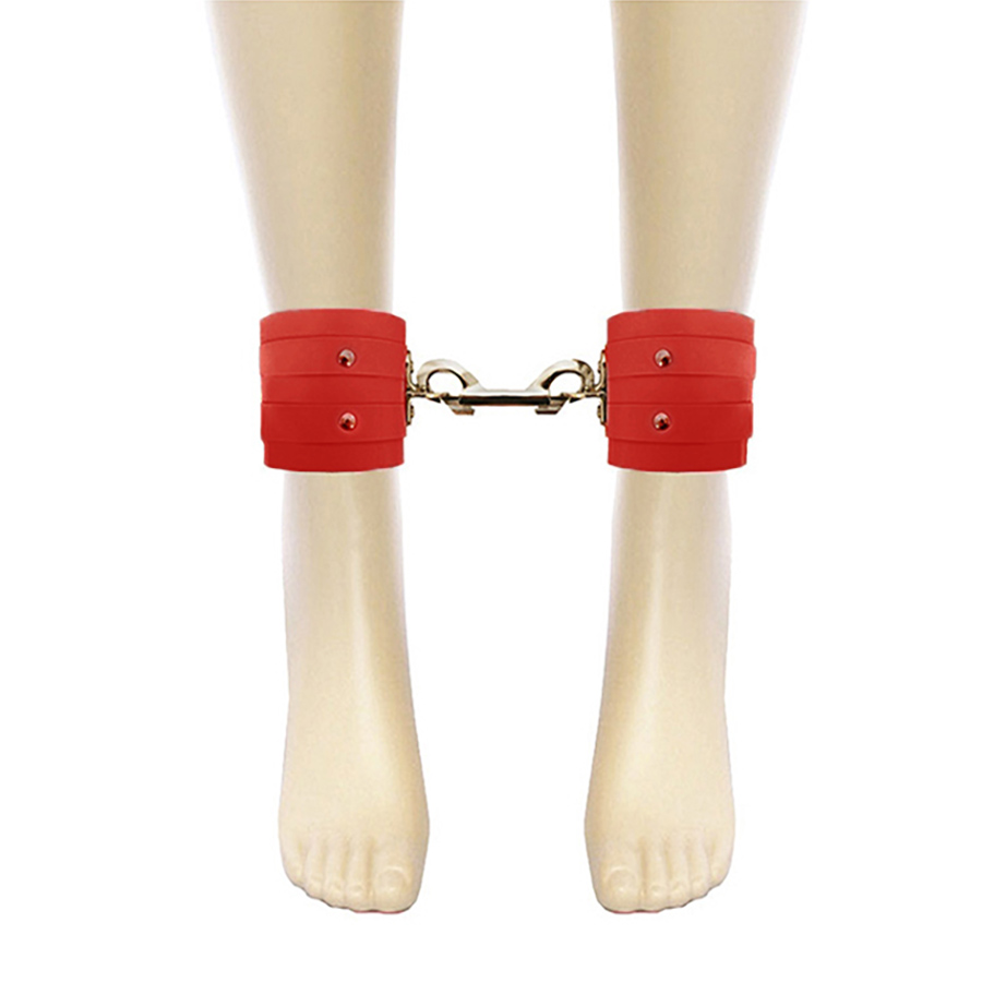Atsuko Kudo Latex Restricted Ankle Cuffs in Supatex Red