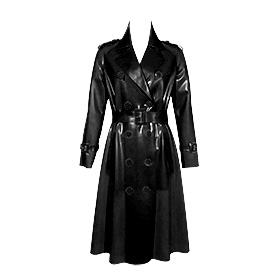 Atsuko Kudo Latex Restricted Calf Length Trench Coat in Supatex Black