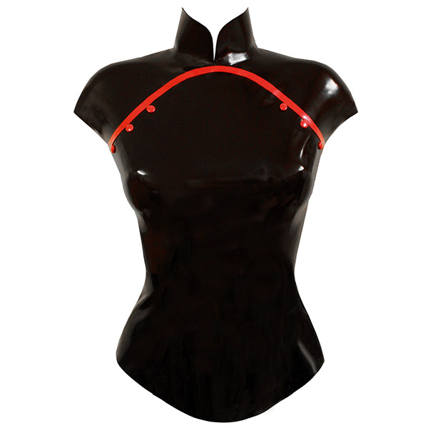 Atsuko Kudo Latex Restricted Cheongsam Top in Supatex Black