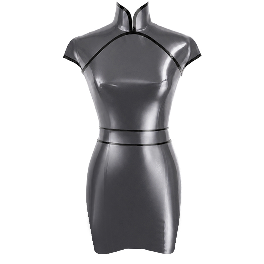Atsuko Kudo Latex RT チャイナミニドレス with ベルト in 