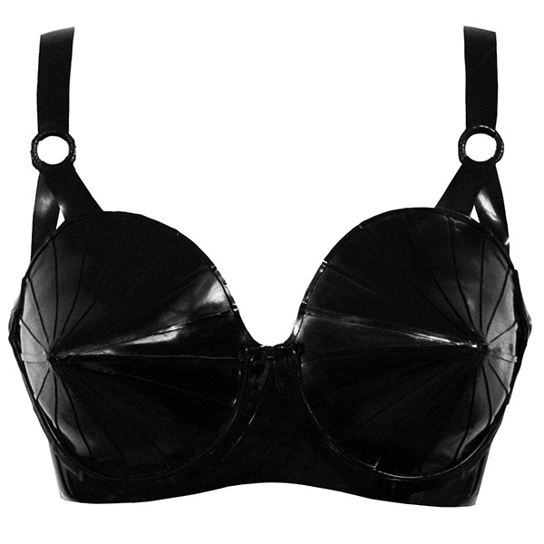 Atsuko Kudo Latex Restricted Cone Bra in Supatex Black