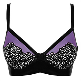 Atsuko Kudo Latex Restricted Bra in Black and Semi-Trans Lilac