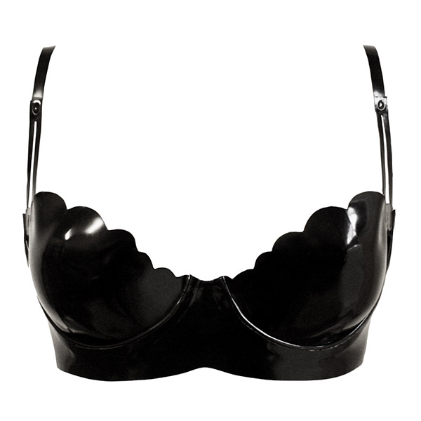Atsuko Kudo Latex Restricted Scallop Cup Bra in Black