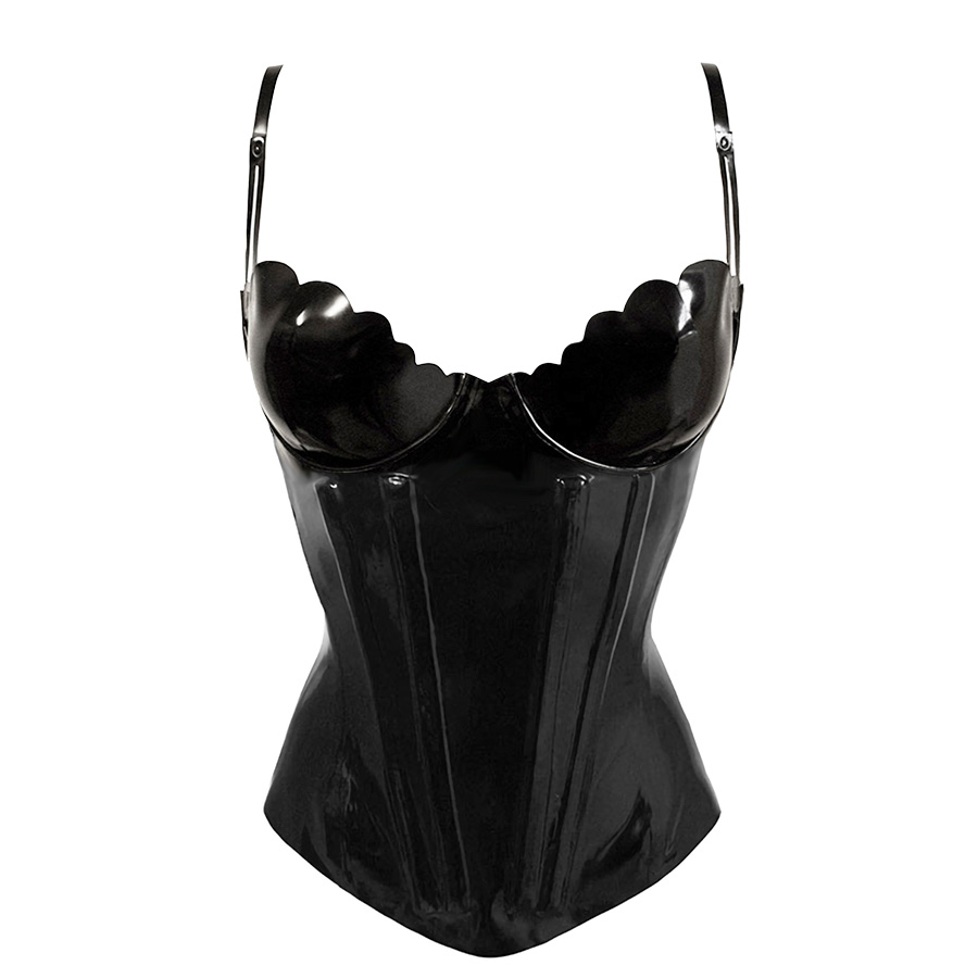 Atsuko Kudo Latex Restricted Scallop Cup Corset in supatex black