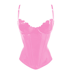Atsuko Kudo Latex Restricted Scallop Cup Corset in bubblegum pink