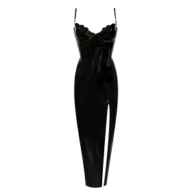 Atsuko Kudo Latex Restricted Scallop Cup Evening Dress in Supatex Black