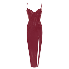 Atsuko Kudo Latex Restricted Scallop Cup Evening Dress in Supatex Plum