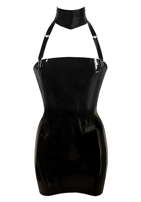 Atsuko Kudo Latex Restricted Strapless Mini Dress in supatex black