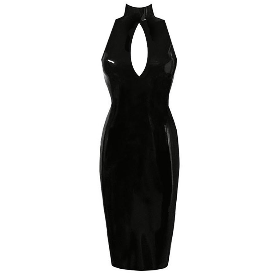 Atsuko Kudo Latex Shoulderless Joy Pencil Dress in supatex black