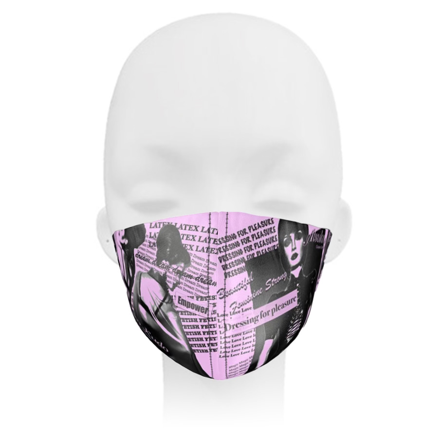 Atsuko Kudo Latex Silk Face Mask in pink and black 