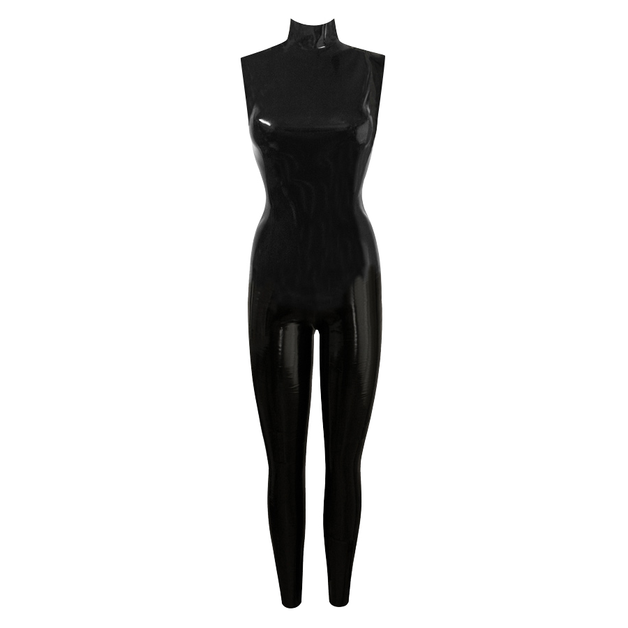 Atsuko Kudo Latex Sleeveless Classic Catsuit in supatex black