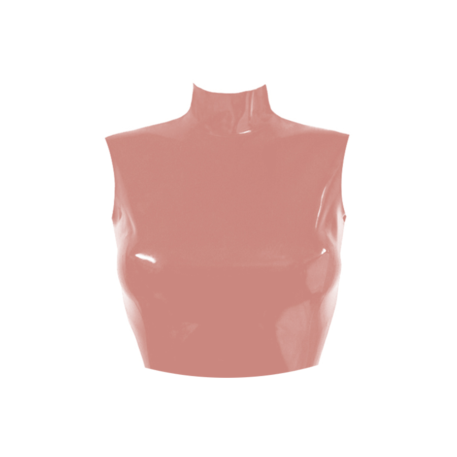 Atsuko Kudo Latex Sleeveless Joy Crop Top in Supatex Light Brown