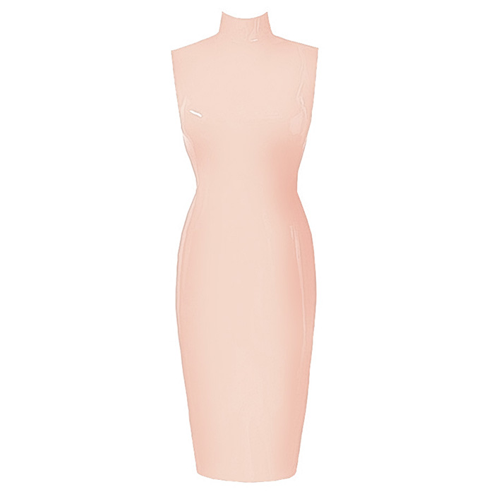 Atsuko Kudo Latex Sleeveless Joy Pencil Dress in Baby Pink