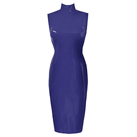 Atsuko Kudo Latex Sleeveless Joy Pencil Dress in supatex royal blue