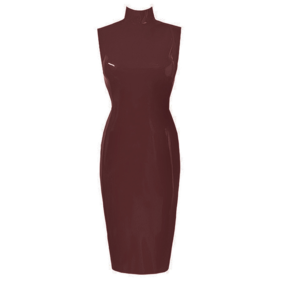 Atsuko Kudo Latex Sleeveless Joy Pencil Dress in Dark Brown