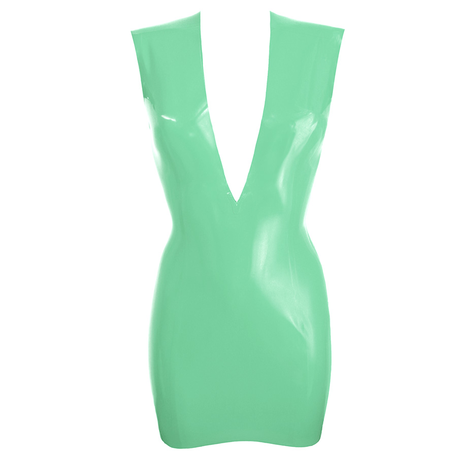 Atsuko Kudo Latex Sleeveless Linde Mini Dress in supatex jade green