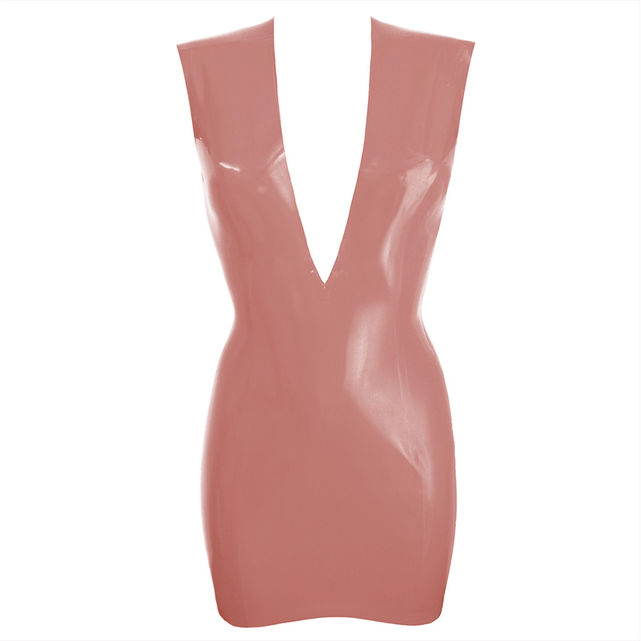 Atsuko Kudo Latex Sleeveless Linde Mini Dress in supatex light brown