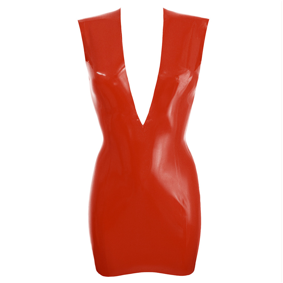 Atsuko Kudo Latex Sleeveless Linde Mini Dress in supatex red