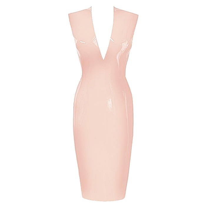 Atsuko Kudo Latex Sleeveless Linde Pencil Dress in Baby Pink